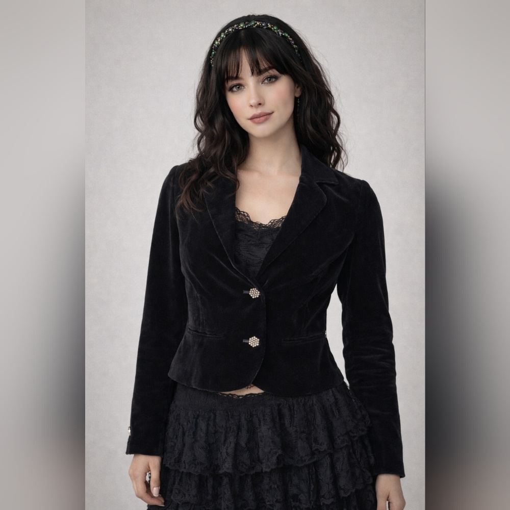 Vintage Y2K Velvet Whimsigoth Dark Romantic‎ Vamp Old Navy Blazer, Small